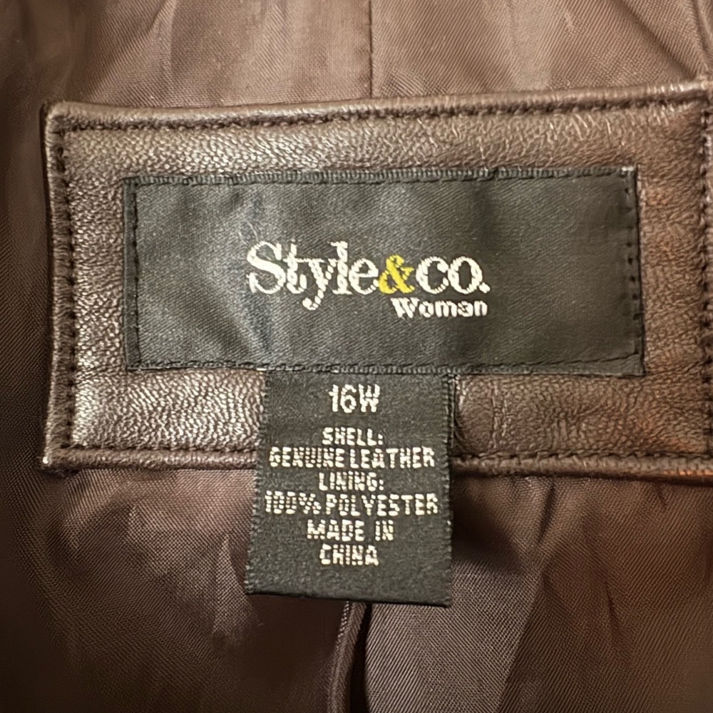 Style & Co. Brown Leather Jacket - Picture 3 of 4